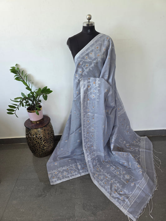 Silk cotton jamdhani saree  - BB179