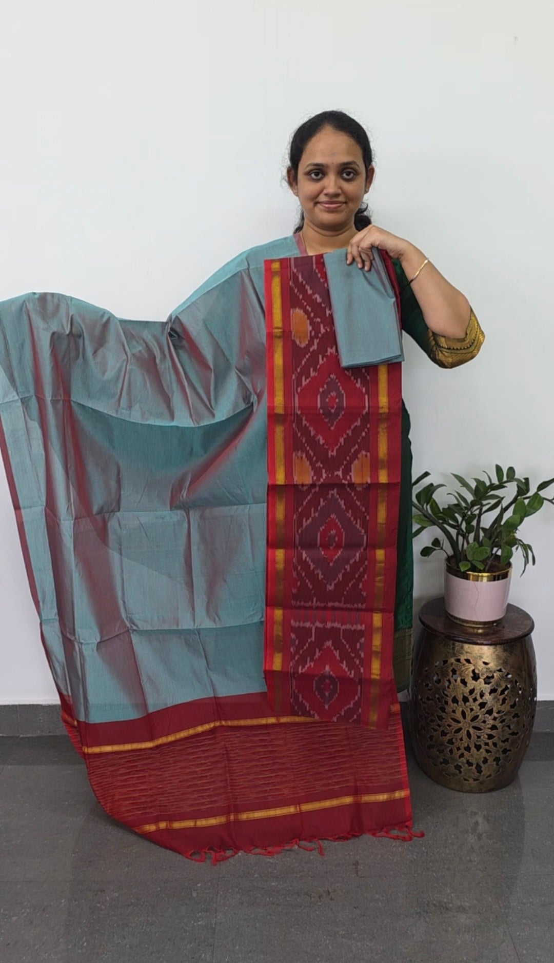 Pochampally sico set with ikkat damn -SD424