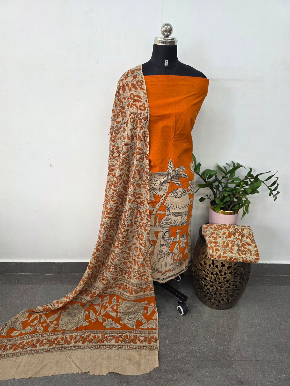 Handcrafted kalamkari cotton set (3 pc) -AK577