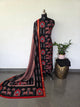 Ajrakh inspired semi maheshwari silk set(Black)-HZ378
