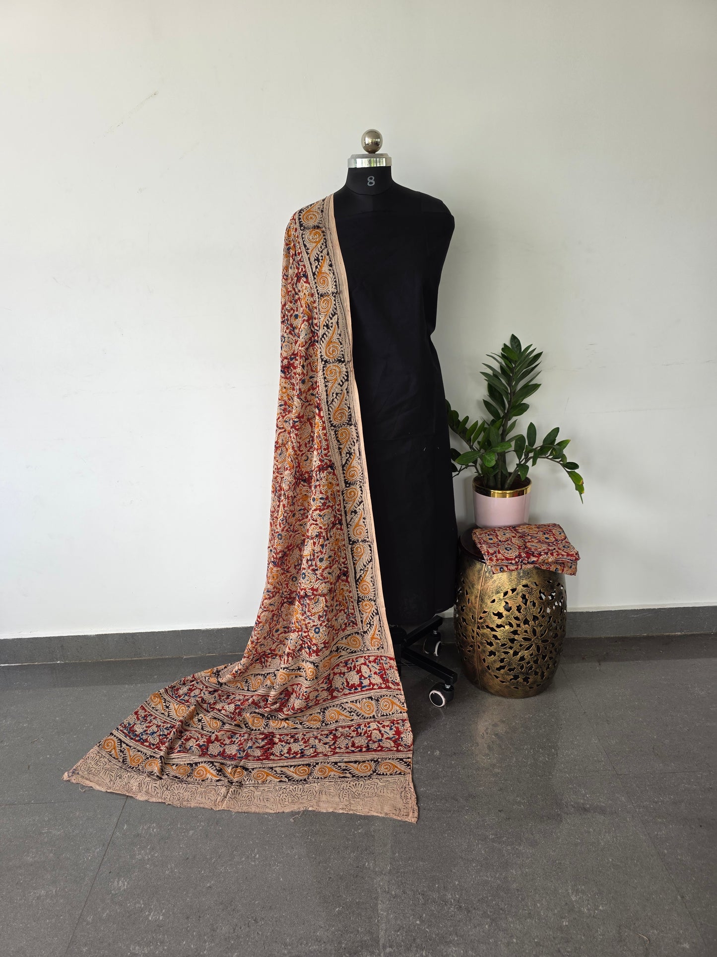 Handblock pure kalamkari cotton set  - HA11