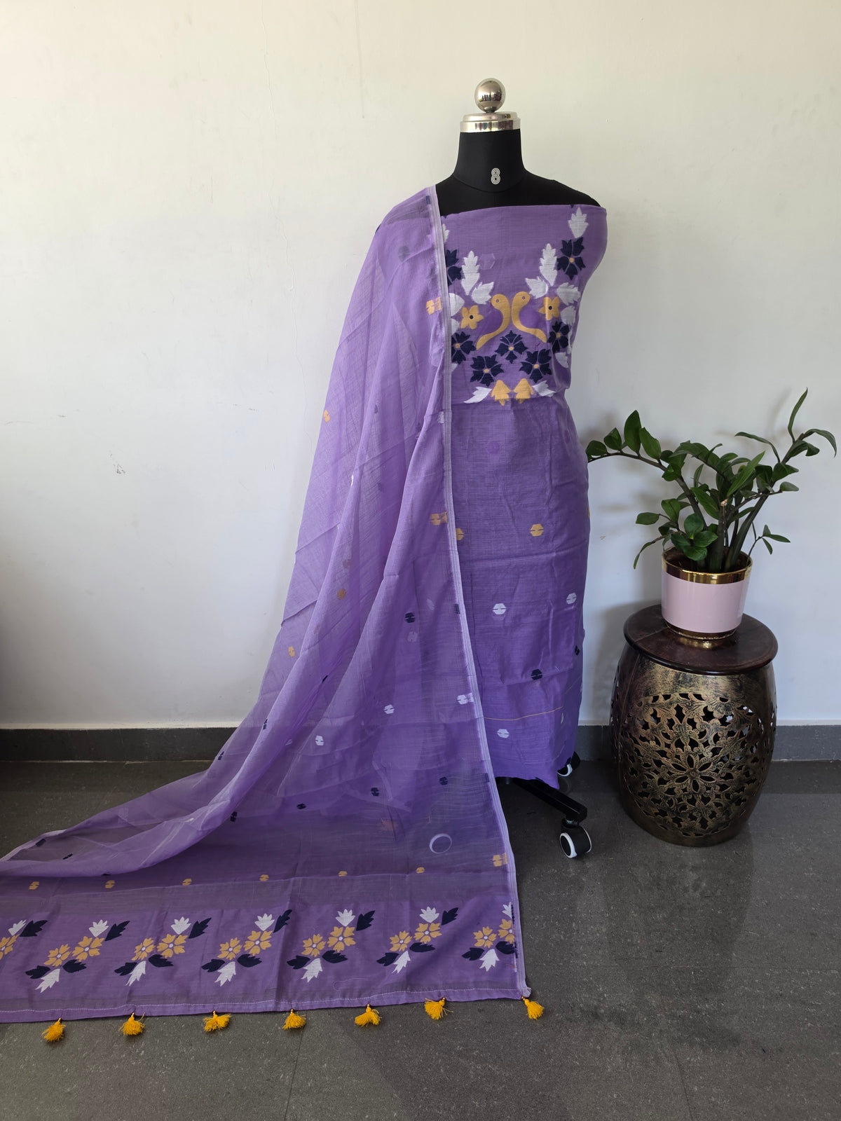 West Bengal Silk cotton jamdhani set - AV395