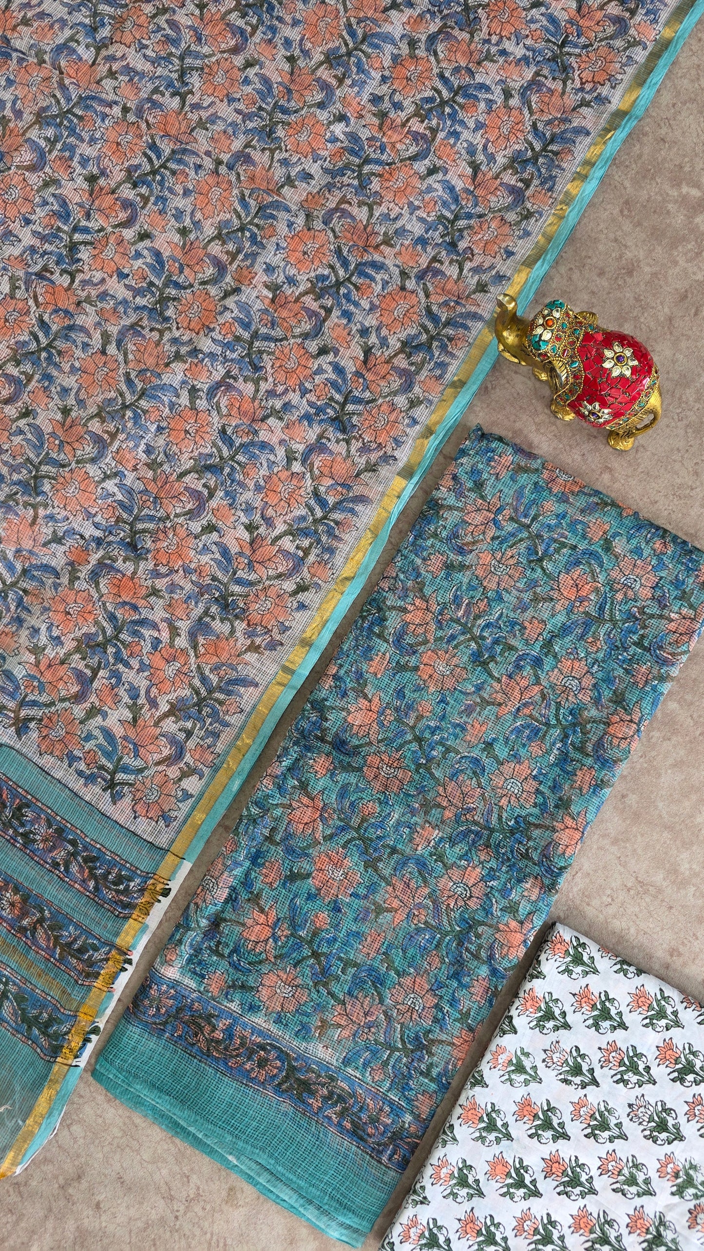 Handblock jaipuri kota doria set -JA896