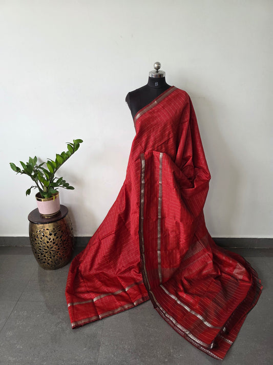 Premium checked semi mangalagiri pattu saree - MAA159