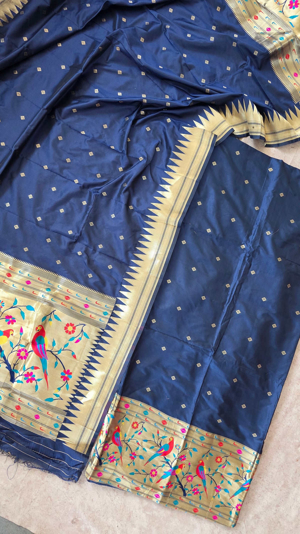Paithani soft silk set (Navy blue)-JM33
