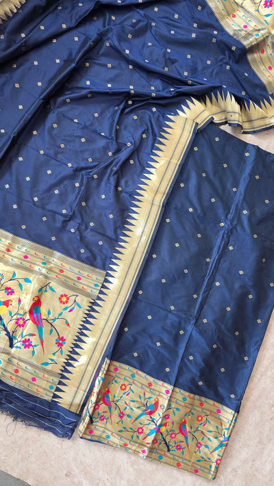Paithani soft silk set (Navy blue)-JM33