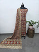 Handblock pure kalamkari cotton with border (2 pc set) - AK504