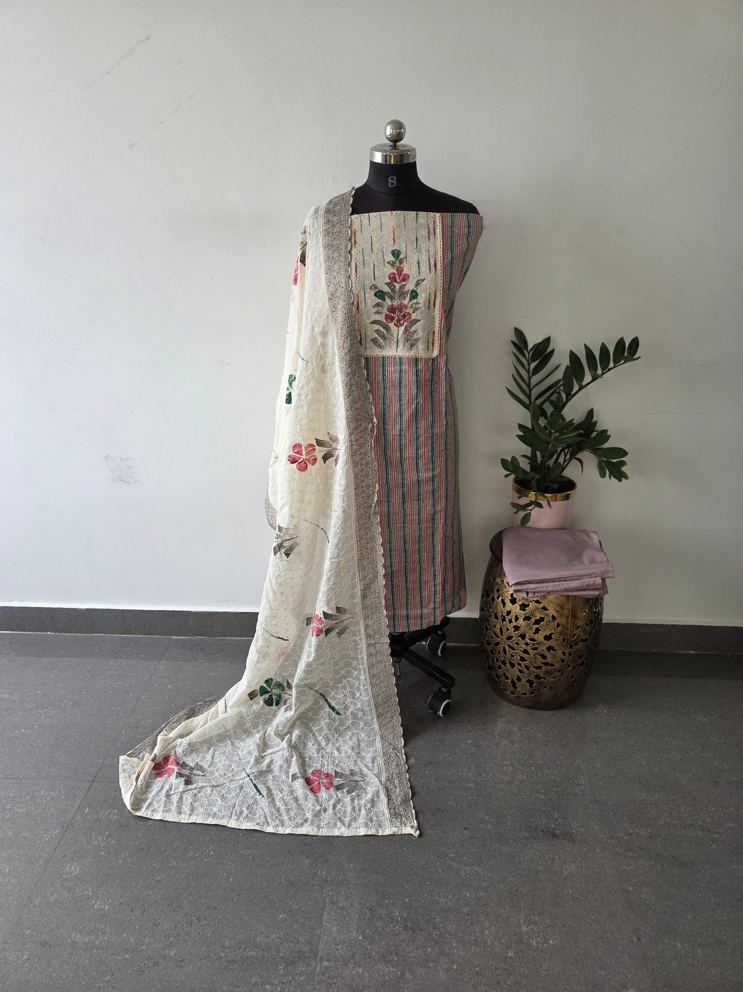 Premium handpainted pure cotton set - gray