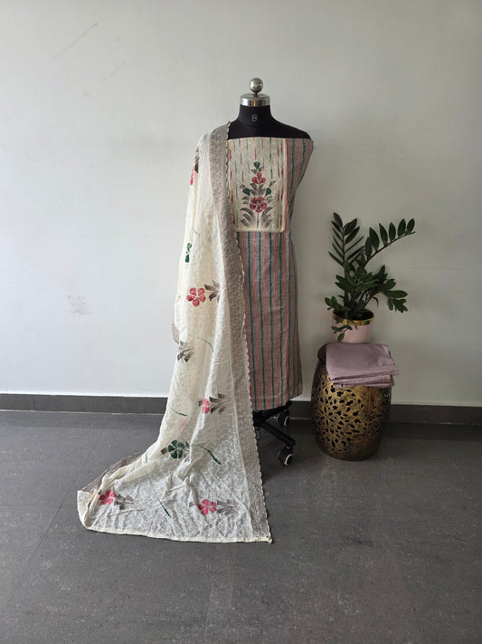 Premium handpainted pure cotton set - gray