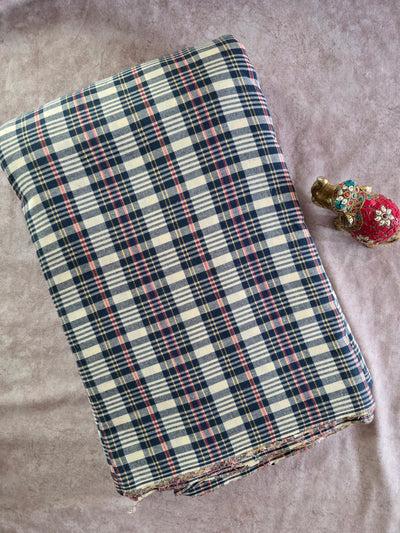 Prewashed Checked south cotton running material - HRM315