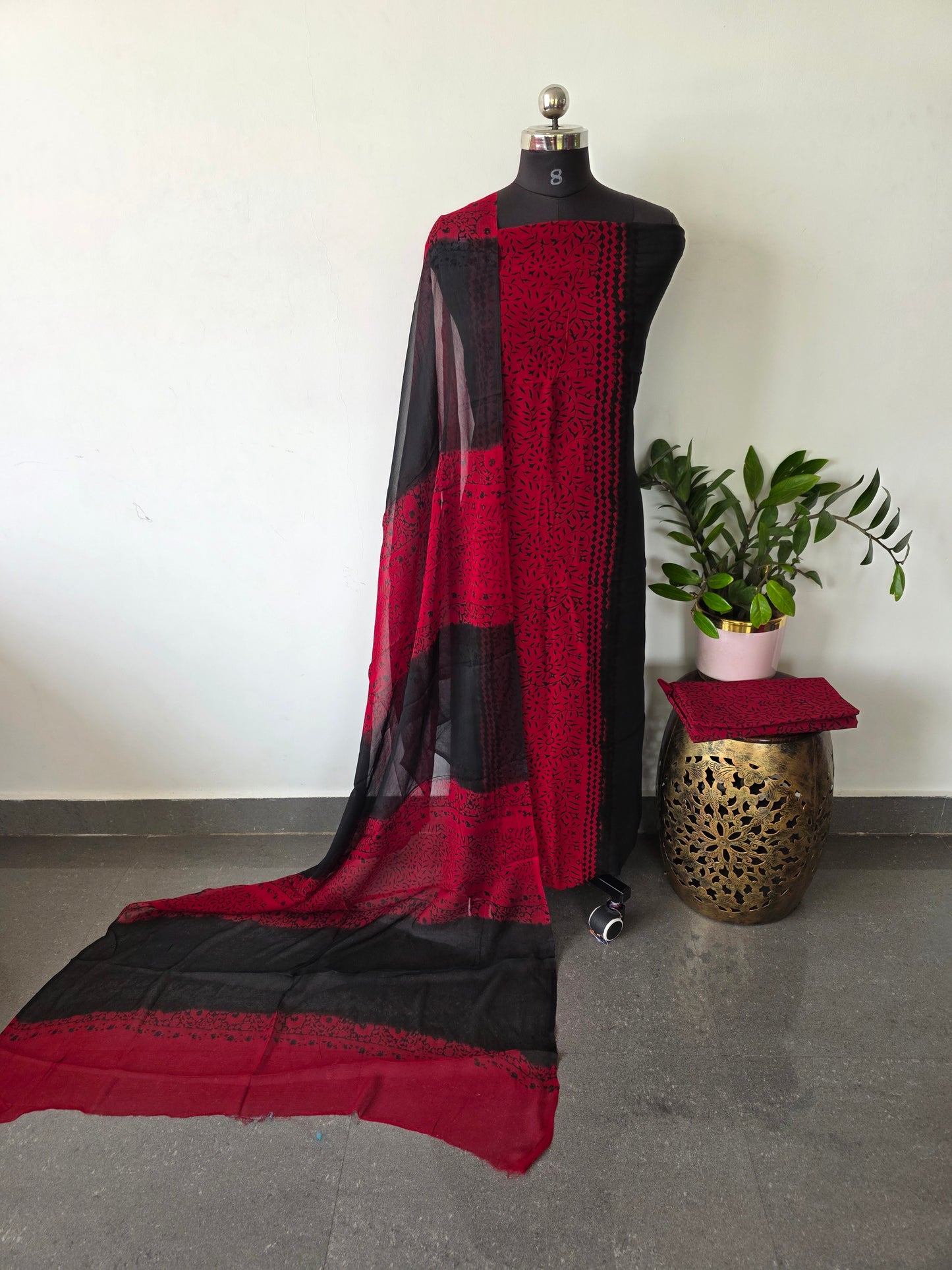 Handblock georgette salwar set - GE193