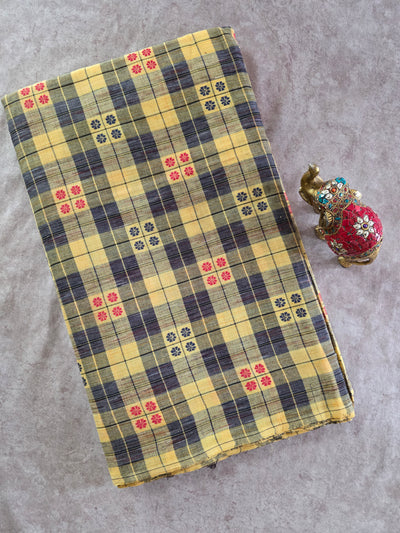 Checked dobby south cotton running material - HRM324