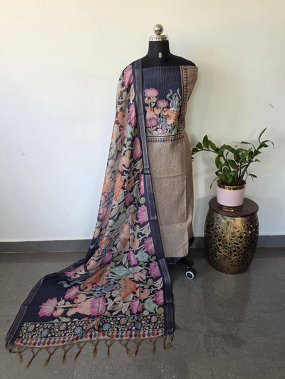 Penkalamkari inspired chanderi silk set - AS155
