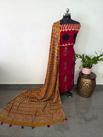 Handcrafted ajrakh modal silk set - HZ106