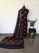 Ajrakh inspired semi maheshwari silk set (Black)-HZ385