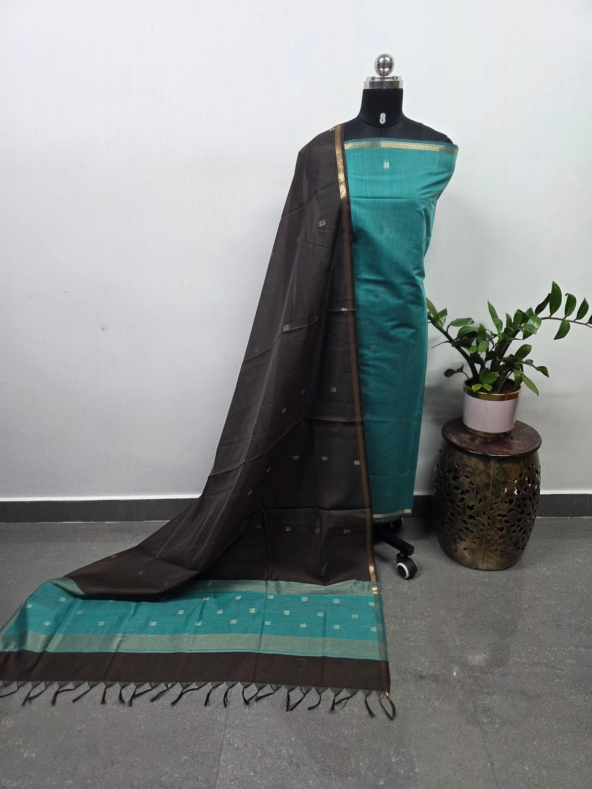 Semi Maheshwari silk set (brown)-SM358