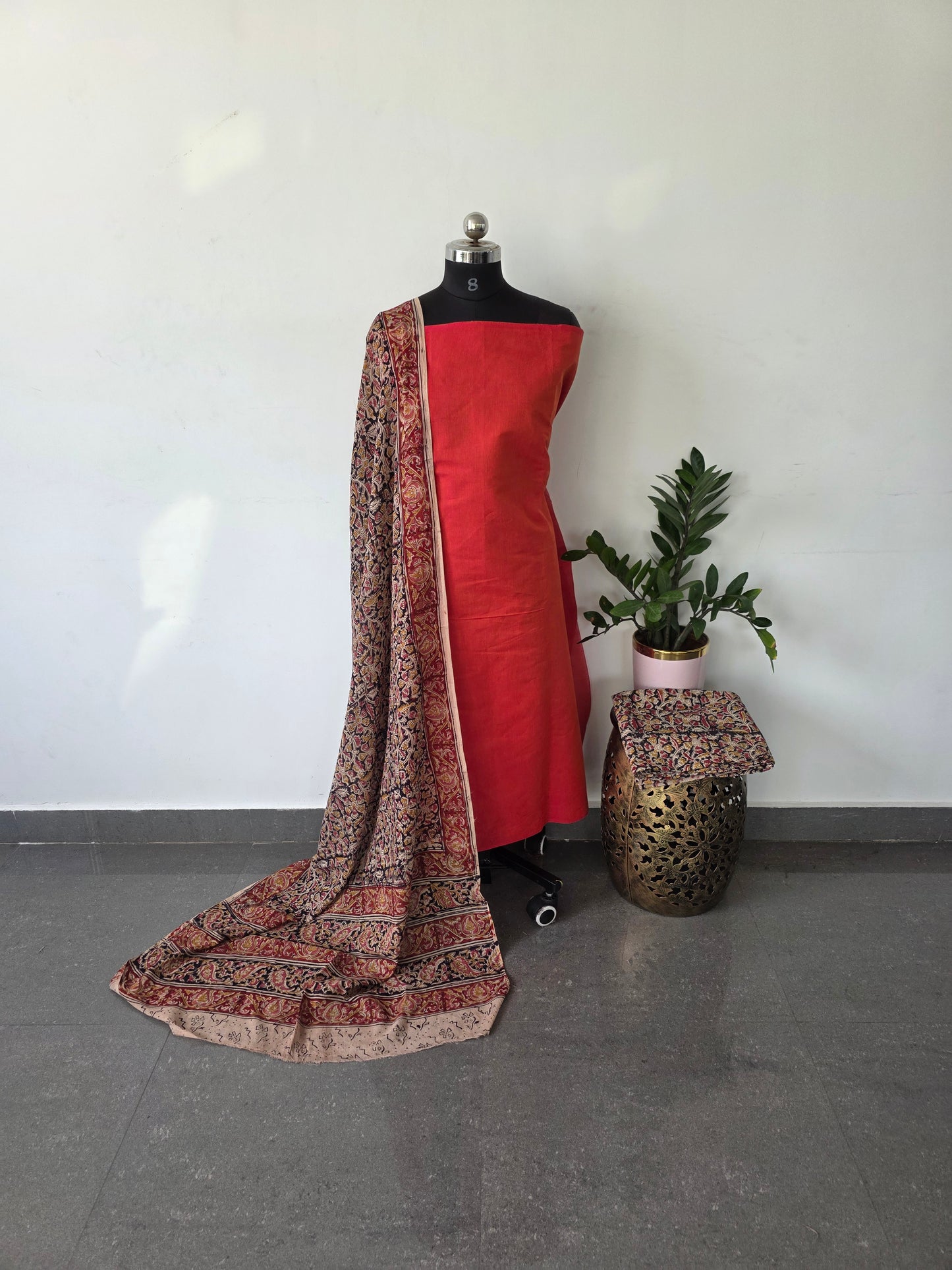 Handblock pure kalamkari cotton set  - HA7