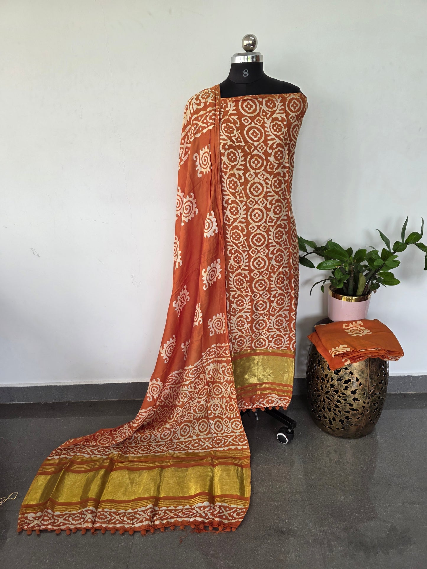 Gadwal batik silk set  with lagdi patta - BA511