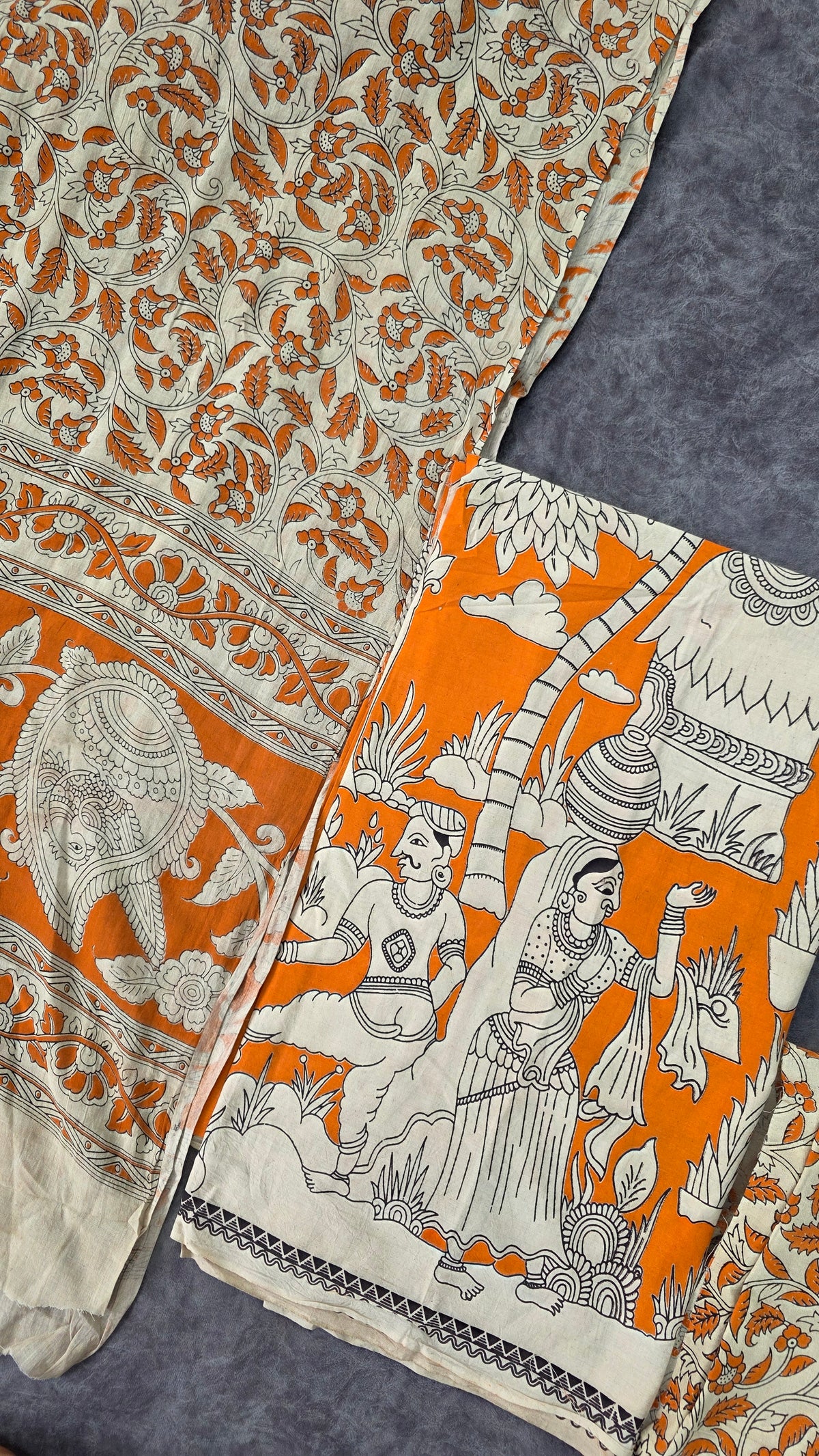 Handcrafted kalamkari cotton set (3 pc) -AK577