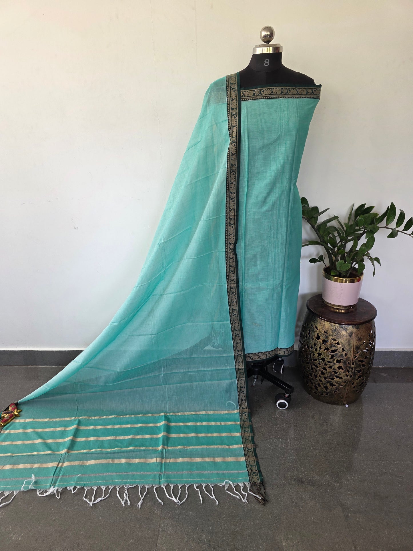 Mercerised narayanapet salwar set with elephant border (4.5 meters) - NA562