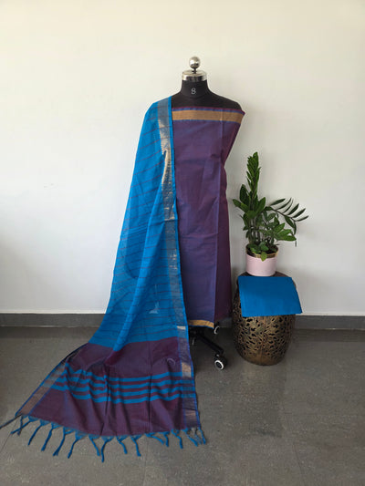 Handloom cotton with mangalagiri border salwar - MAA127