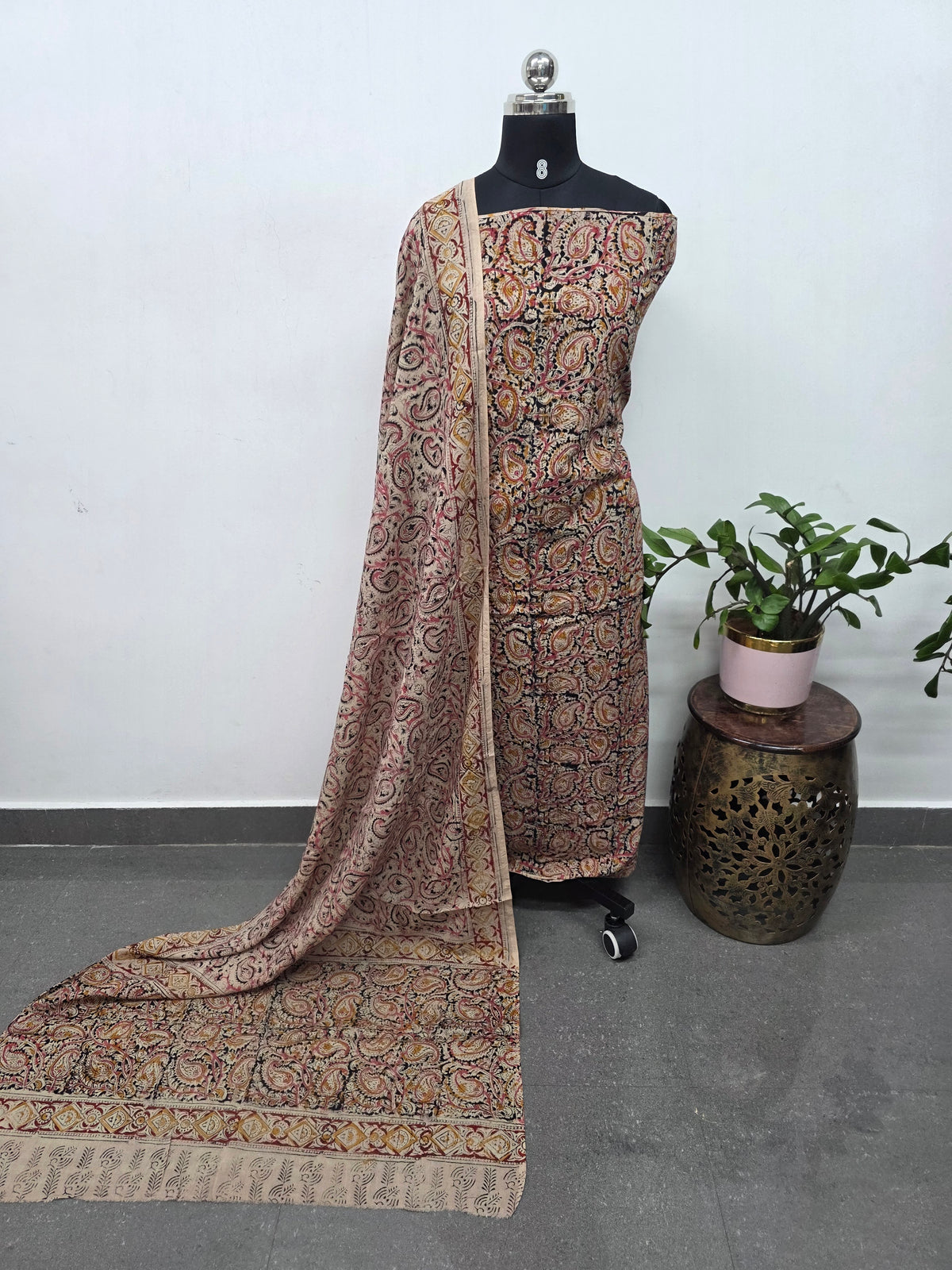 Handblock pure kalamkari cotton set(2 pcs)- AK529
