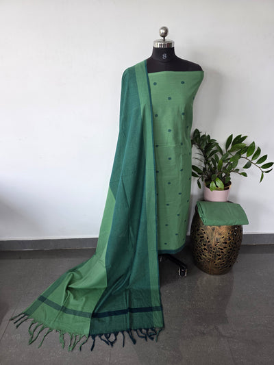 Prewashed Temple border coin butta south cotton set - HJ96