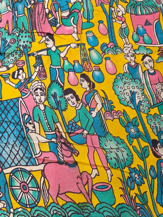 Pure chennuri silk kalamkari running material  ( 0.5 mtrs  ) - RN2