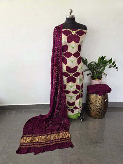 Handcrafted clap-dyed bandhani modal salwar set -BN105