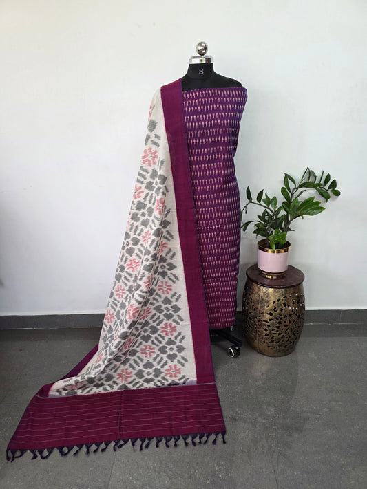 Handloom Mercerised ikkat cotton salwar set - KK199