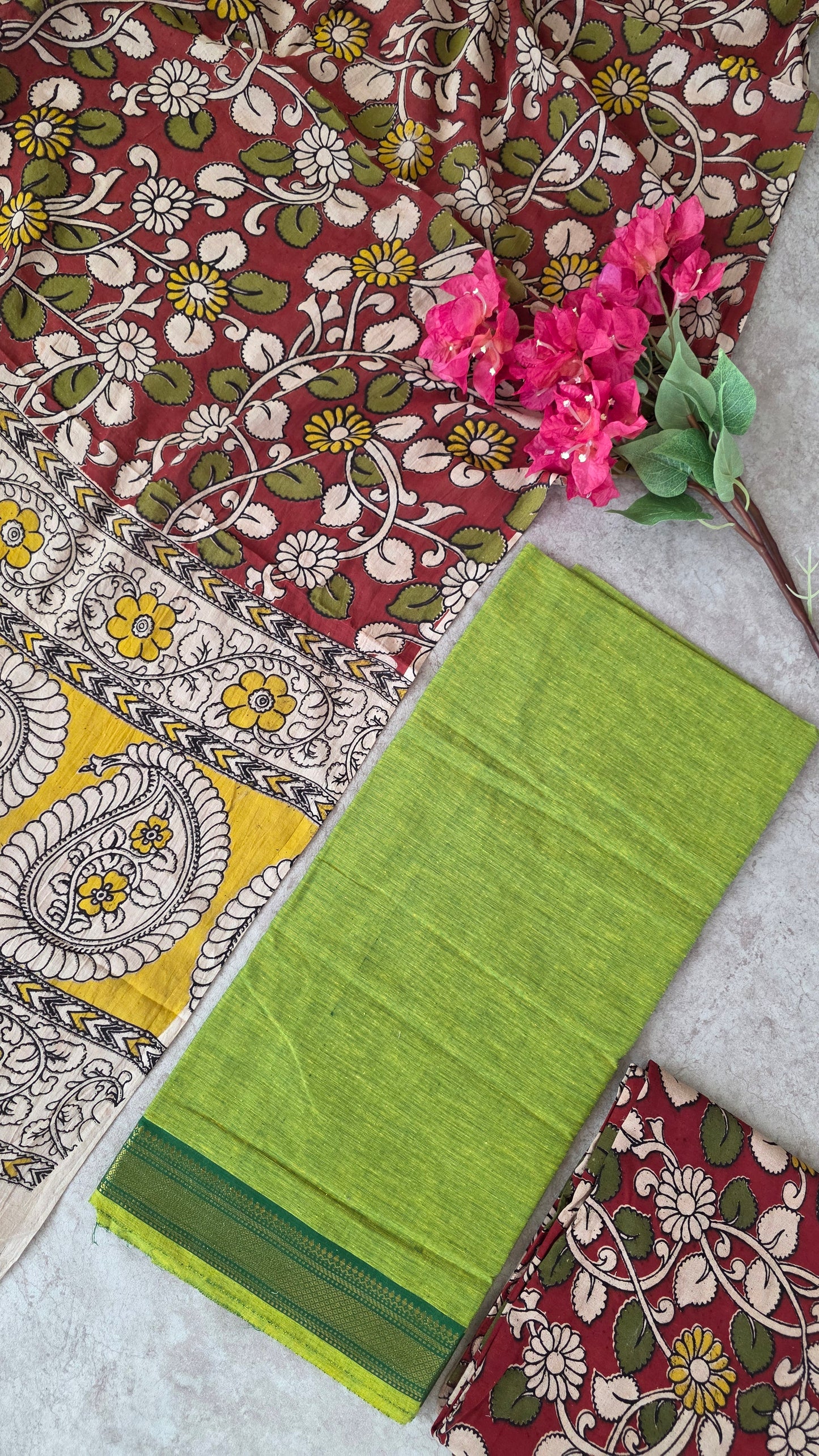 Fusion mangalagiri cotton with kalamkari salwar set - AK34
