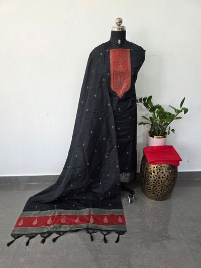 Banarasi Raw silk brocade suit(Black)-DW9