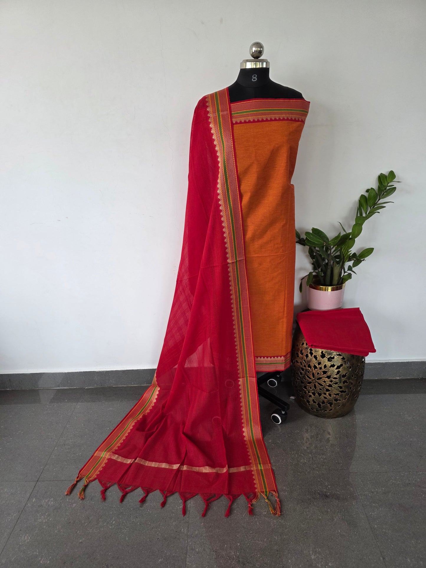Pure handloom cotton with mangalagiri border - HJ33