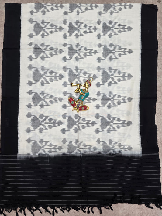Handloom  mercerised weft ikkat duppatta  - NV447