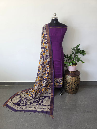 Gap border Mangalagiri kalamkari silk sets(3 meters) - GA9