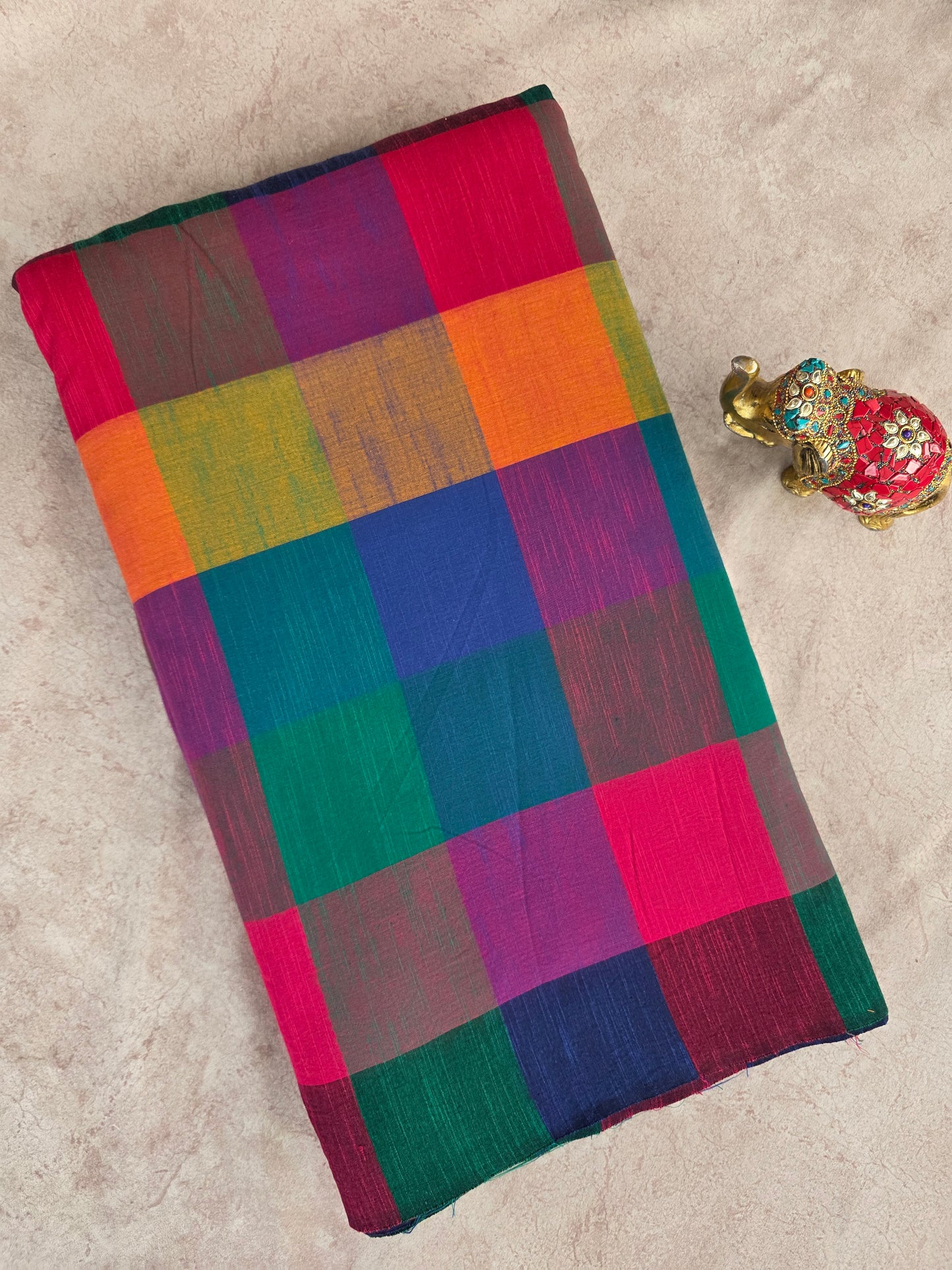 Madras kattam prewashed textured running material (1 mtr) - MD22 (4 inches*4 inches)