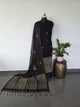 Premium handloom linen jamdhani set (black) - JMM39