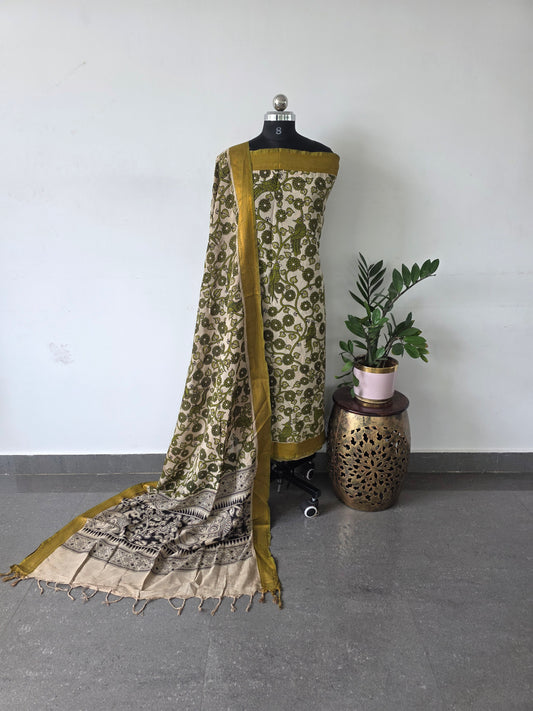 Premium Chennuri pure kalamkari silk with nizam border -ZM4