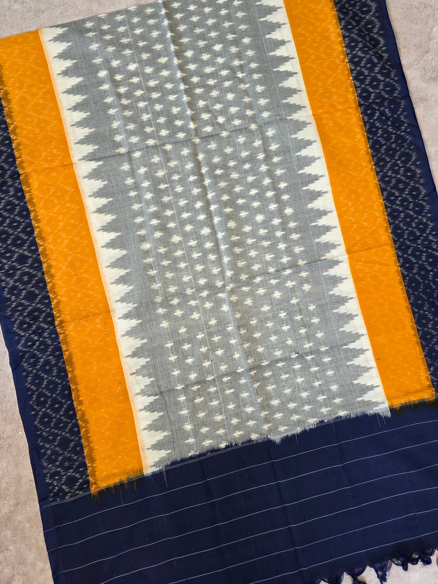 Handloom  mercerised weft ikkat duppatta  - KK132