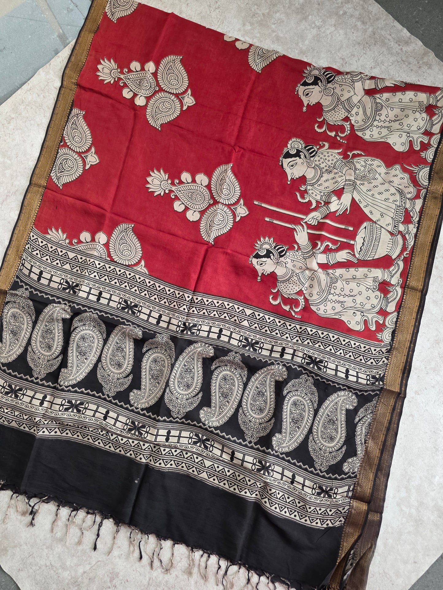 Pure chennuri kalamkari silk duppatta - D17
