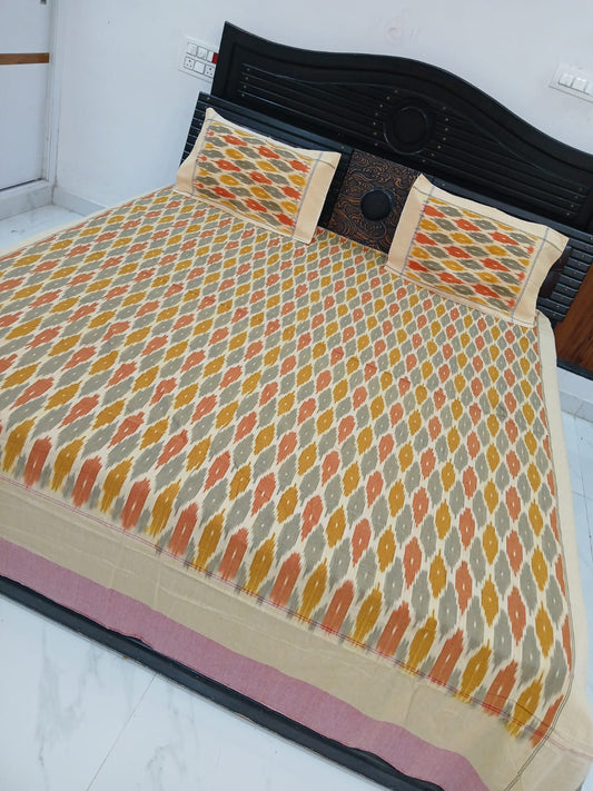 Warp ikkat bed sheets (90*108 2/40s bedsheet with pillow) - NV548