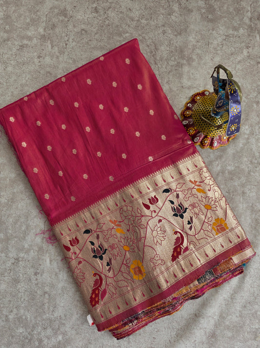 Premium cosmos silk paithani running material ( 1 mtrs ) - PRM11