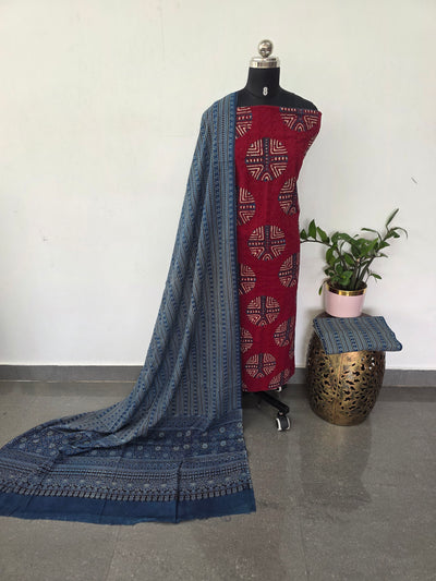 Handcrafted hakoba ajrakh cotton set -HZ333