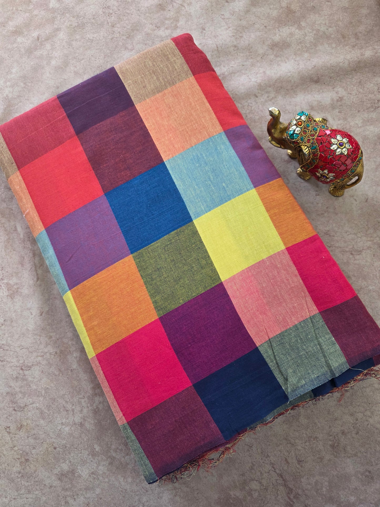 Madras kattam prewashed running material (4 inches*4 inches) - MD105