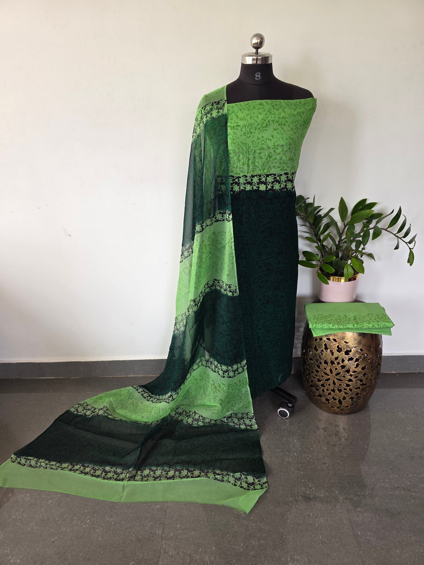 Handblock georgette salwar set - GE192