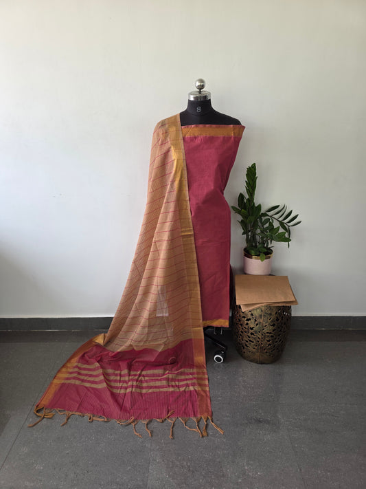 Handloom cotton with mangalagiri border salwar - MAA118