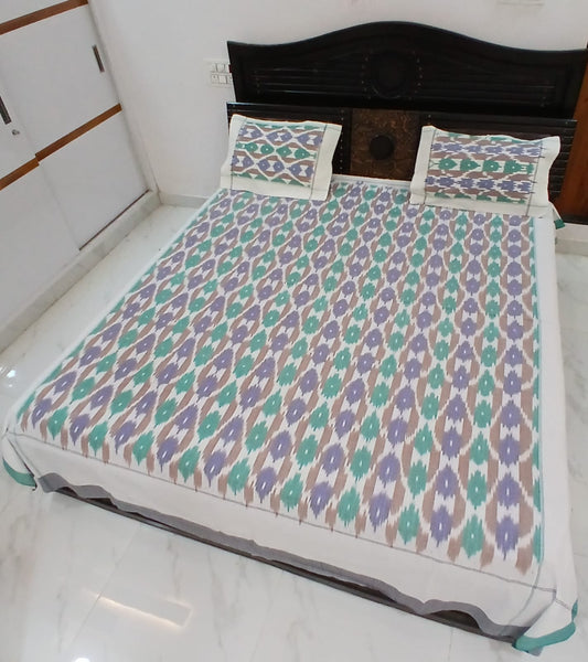 Warp ikkat bed sheets (90*108 2/40s bedsheet with pillow) - NV540