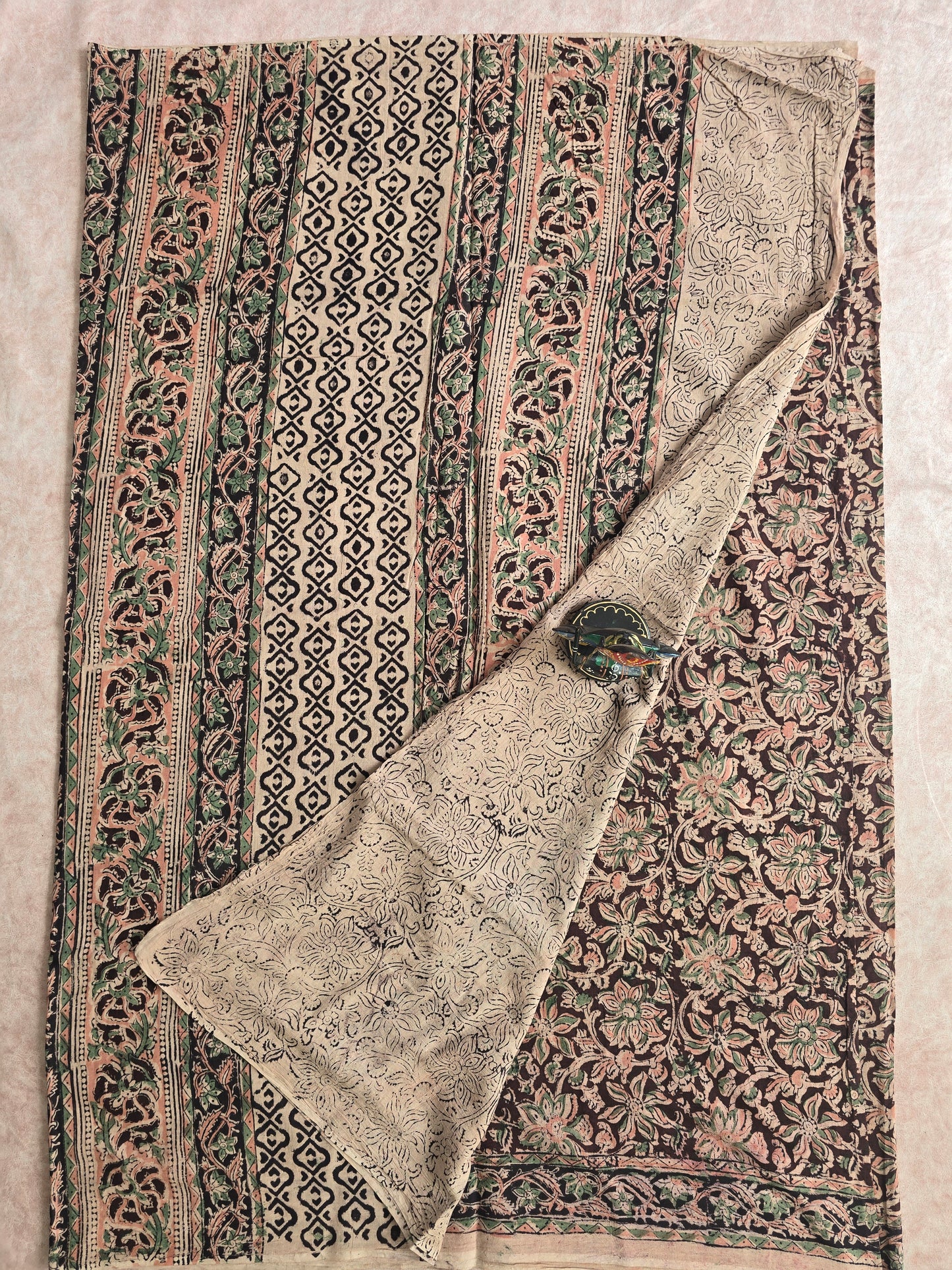 Handblock pure kalamkari cotton saree - HZ15