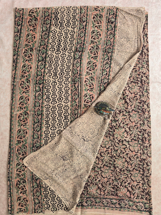 Handblock pure kalamkari cotton saree - HZ15