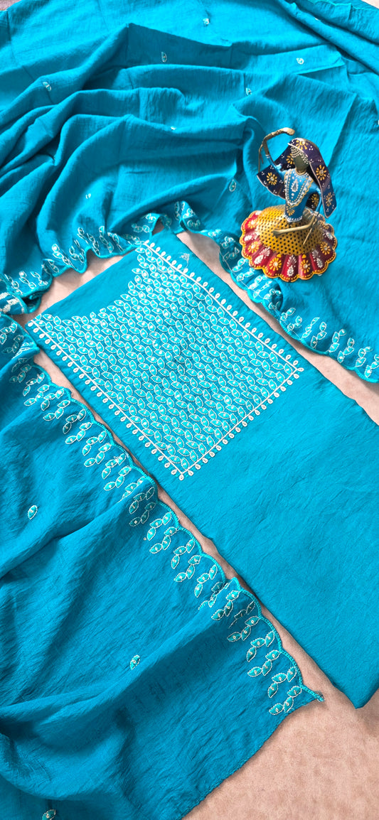 Fancy soft silk set - blue